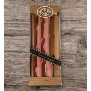 Beeswax Designs Candles Taper Double Spiral Hand Dipped Honey  Pink Natural 12"